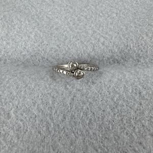 Pandora Sterling Silver 925 CZ Double Heart Pave Wrap Band Ring Size 7 ALE